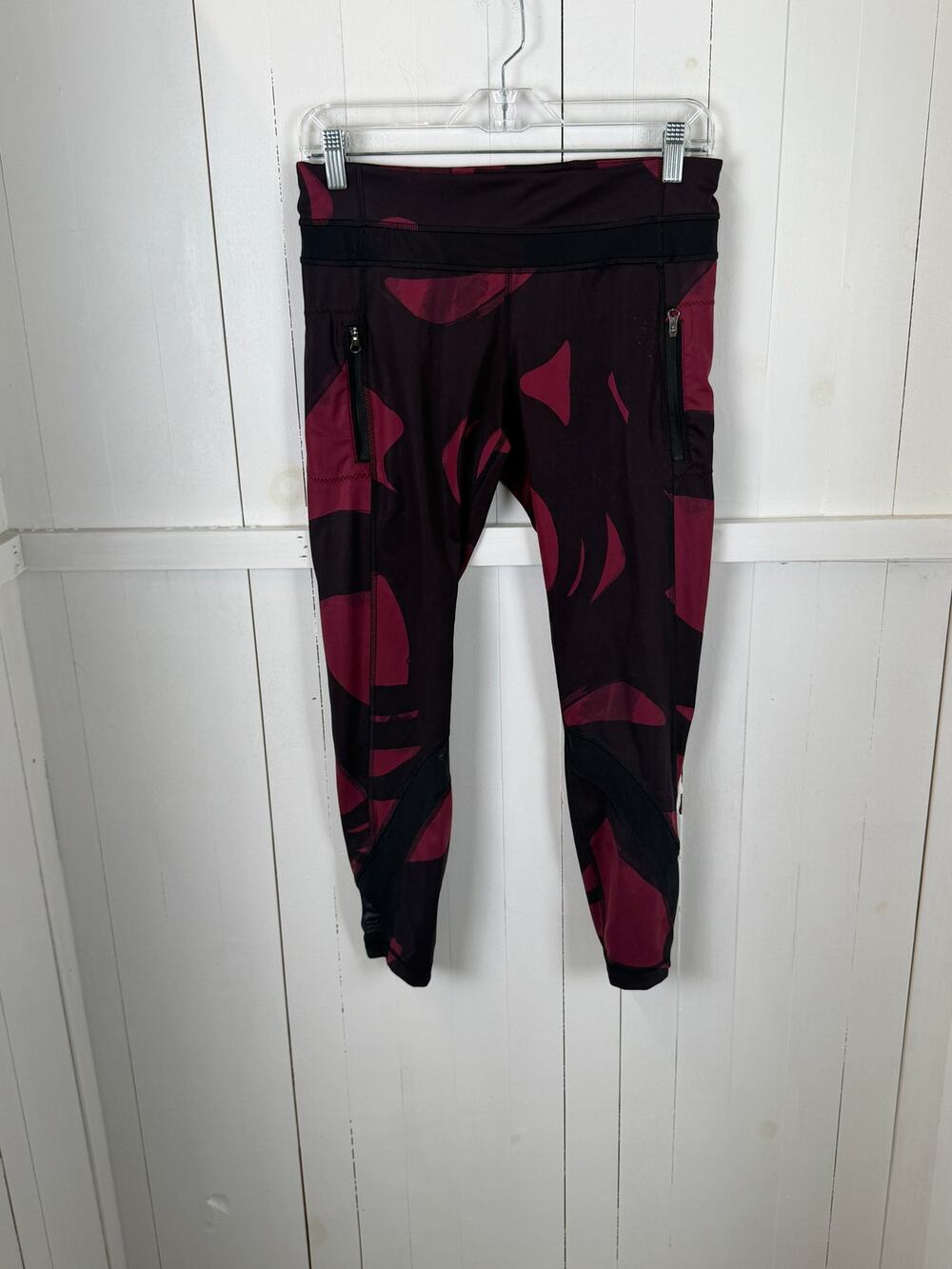 Lululemon Pink & Black Ankle Leggings Size 8 Nylon